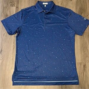 Peter Millar Navy Polo with Subtle Pattern